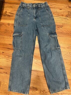 BDG Denim Cargo Pants in Faded Blue